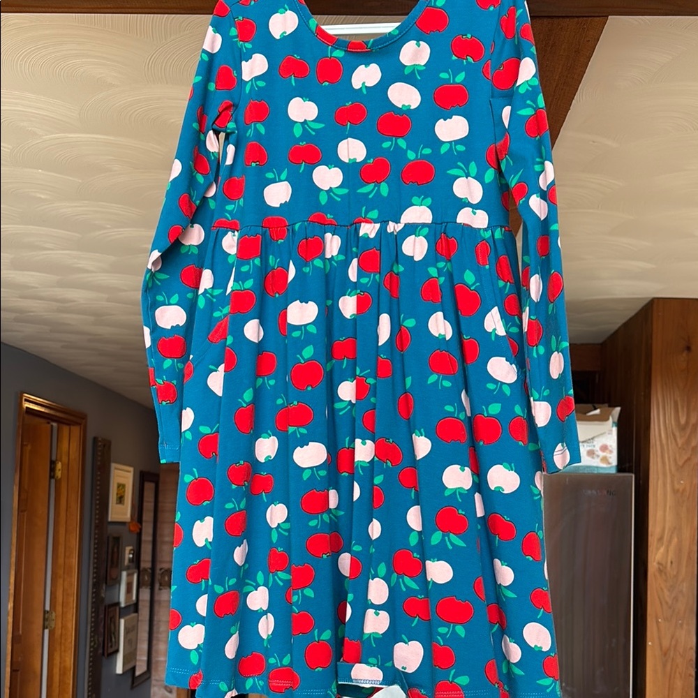 Apple Print Blue Dress